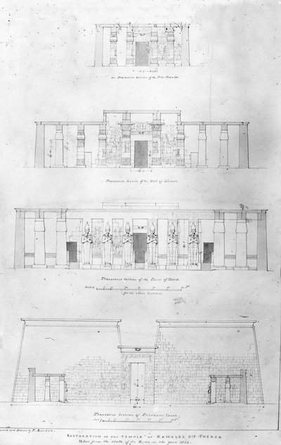 Restauro del Tempio di Ramesse II a Tebe, disegnato e misurato da F. Avondale da Frederick Catherwood
